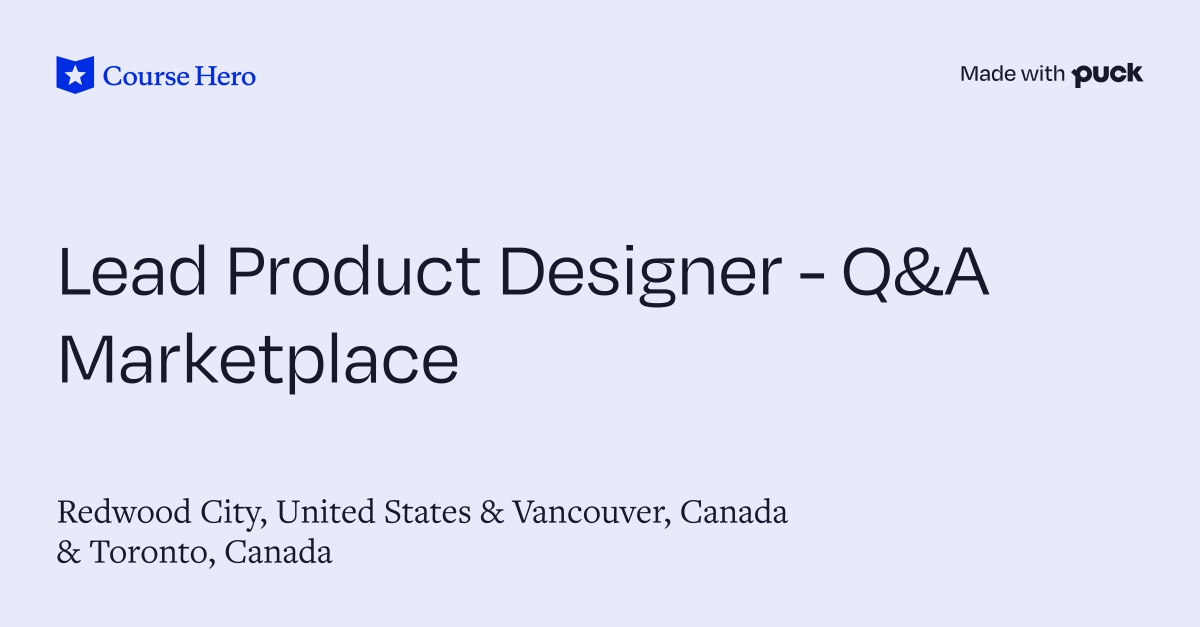 Lead Product Designer Q&A Marketplace
