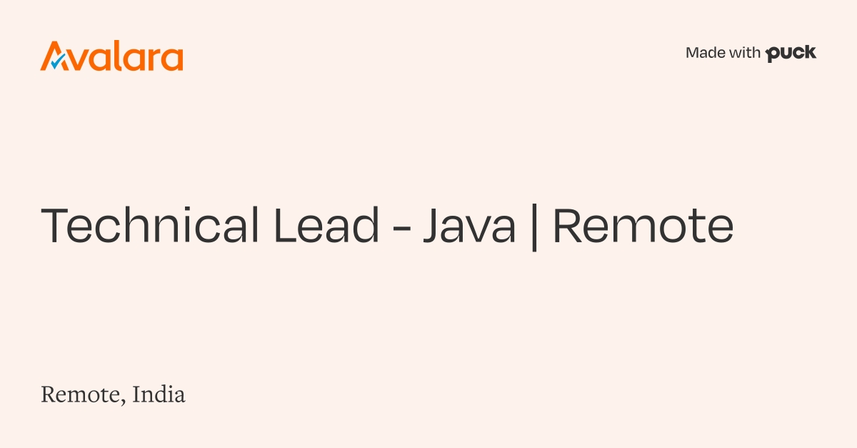 Avalara Technical Lead - Java | Remote